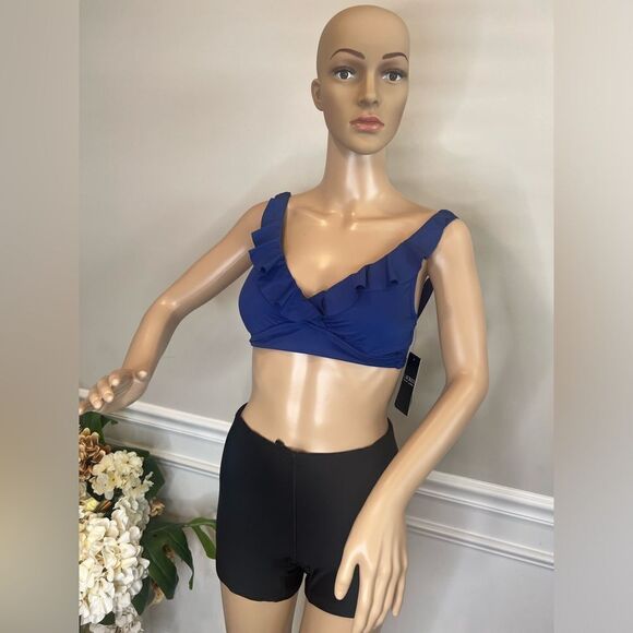 NWT Lauren Ralph Lauren Ruffle-Trim V-Neck Bikini Top - Picture 5 of 8